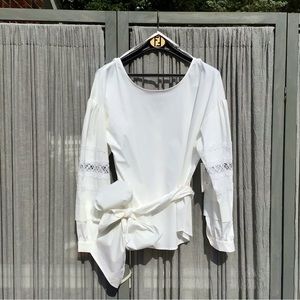 Beautiful Blouse with wide belt & Crochet details